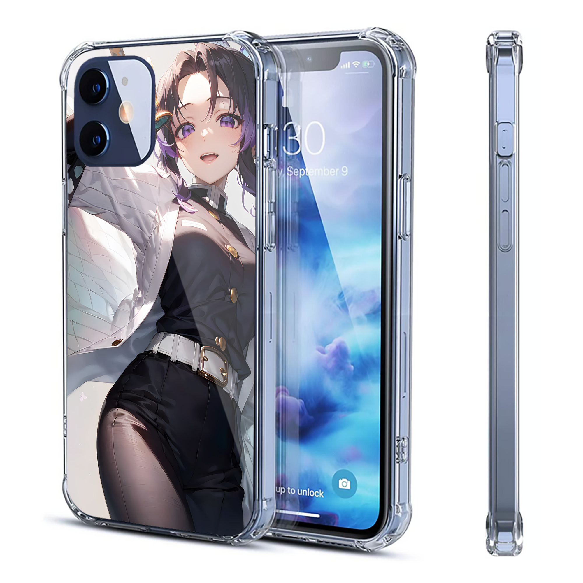 （画像用） 鬼滅の刃（きめつのやいば）蟲柱-胡蝶 しのぶ／こちょう しのぶ Kochou Shinobu 【iPhone 12シリーズ対応】透明スマホケース（クリアソフトケース）